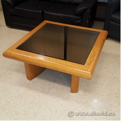 Oak and Smoked Glass Square Coffee Table